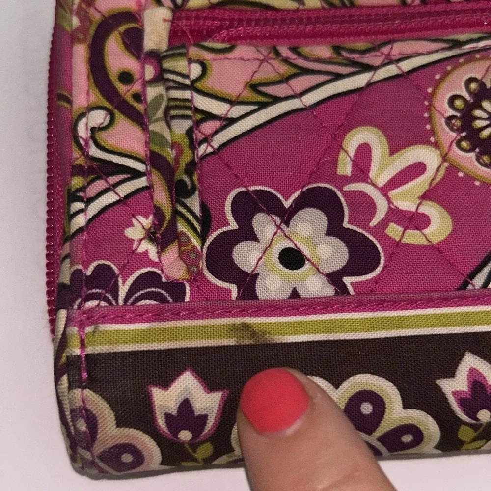 Vera Bradley Paisley Print Turn Lock Wallet – Burgundy, Pink & Green Floral - Picture 9 of 9